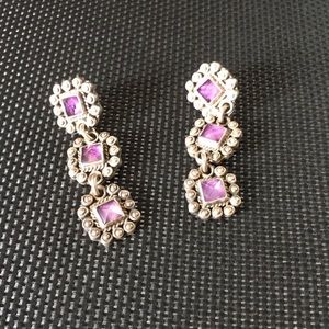 Sterling stamped Amethyst pieced unique earrings